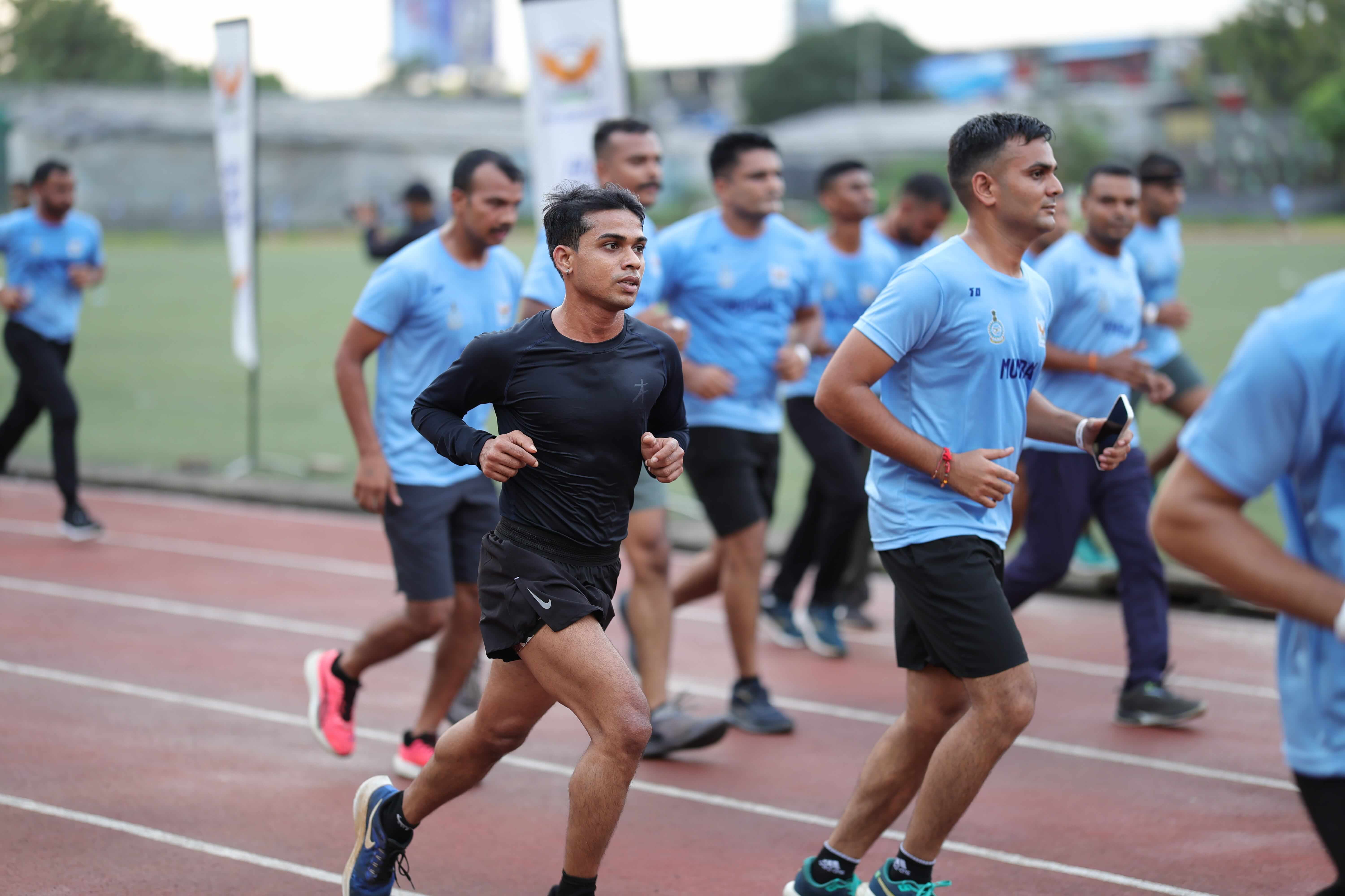 Lead runners pacing the track